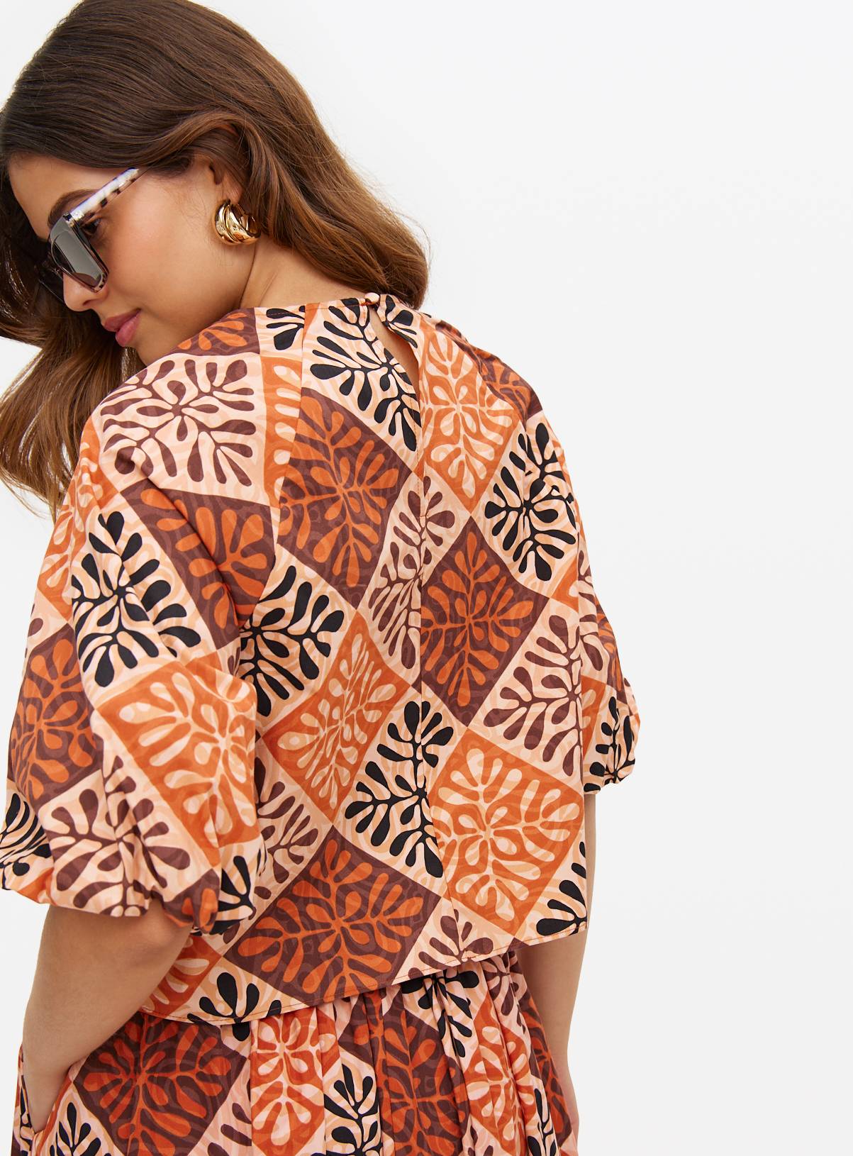Tile Printed Puff Sleeve Co-ord Top 18 - Image 4